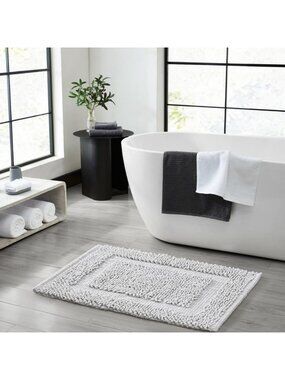 Ultra Plush Light Gray Chenille Bath Rug Set | Non-Slip, Washable, Quick Dry